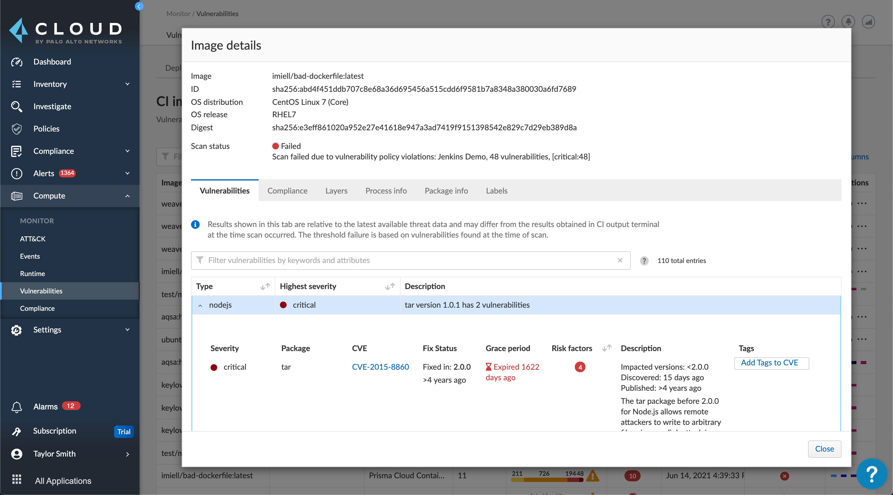 Container image scanning